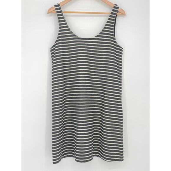 Madewell Effortless Gray White Striped Tank Mini Dress Size M - Picture 2 of 5